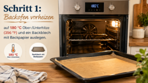 Schritt 1: Backofen vorheizen auf 180 °C Ober-/Unterhitze (356 °F) und ein Backblech mit Backpapier auslegen.