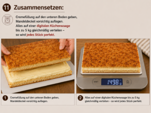 Sahne aufschlagen: Kalte Sahne mit Sahnesteif steif schlagen. Portionsweise unter den abgekühlten Pudding heben.