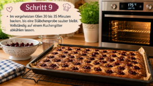 Schritt 9 – Im vorgeheizten Ofen 30 bis 35 Minuten backen, bis eine Stäbchenprobe sauber bleibt. Vollständig auf einem Kuchengitter abkühlen lassen.
